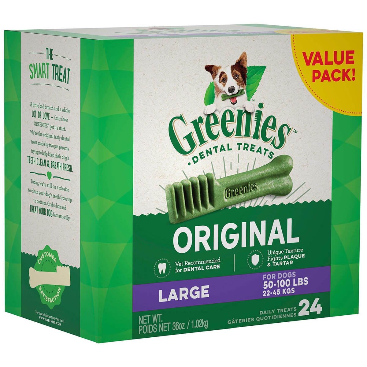 Greenies Original Large Dental Dog Treats 24 Value Pack 1.02Kg - PetPost Australia