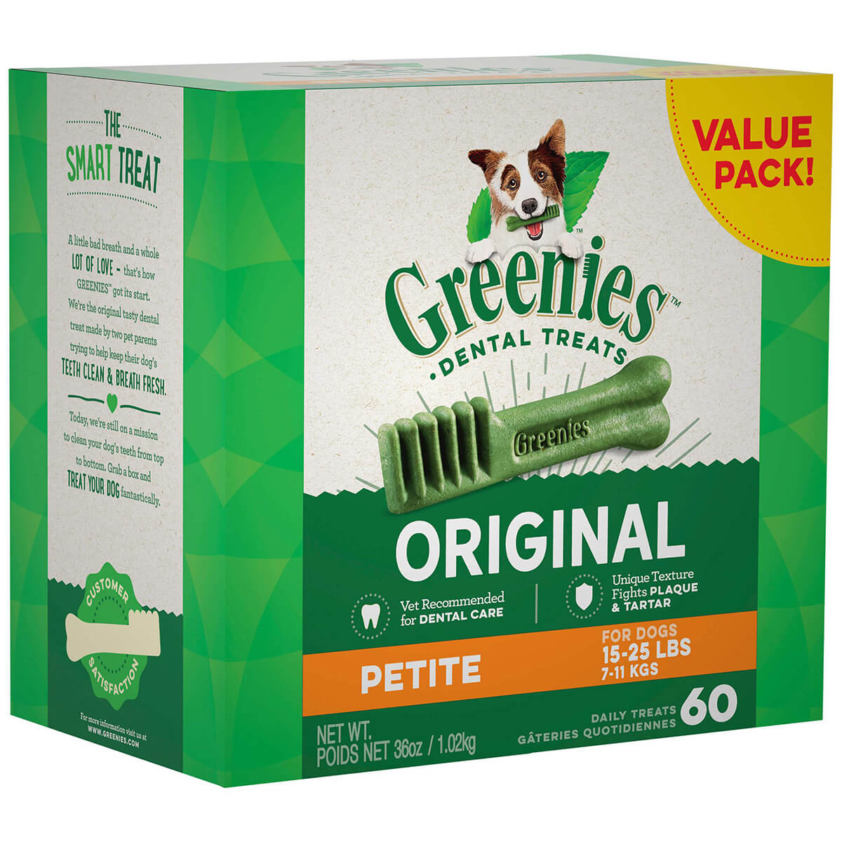 Greenies Original Petite Dental Dog Treats 60 Value Pack 1.02Kg - PetPost Australia