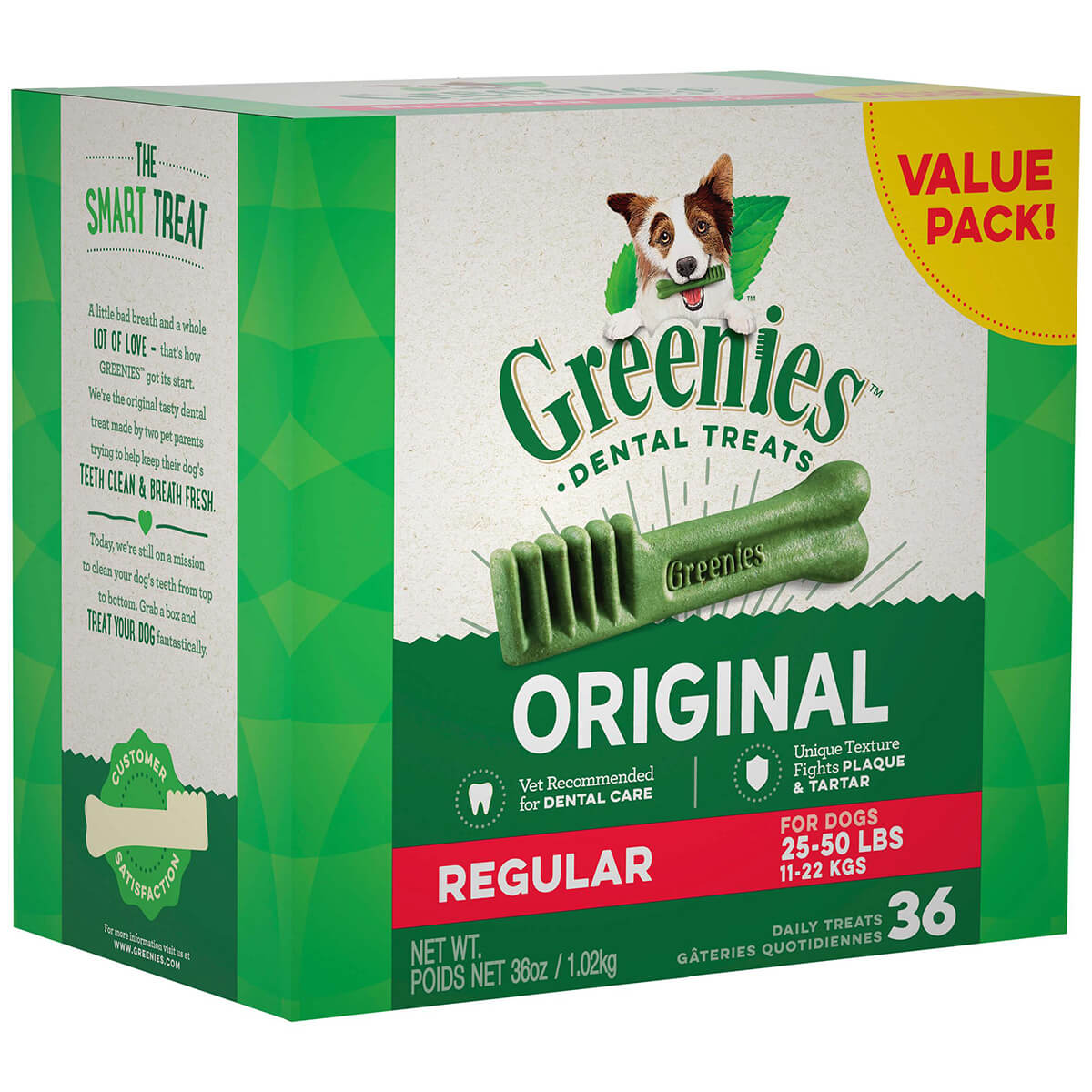 Greenies Original Regular Dental Dog Treats 36 Value Pack 1.02Kg - PetPost Australia
