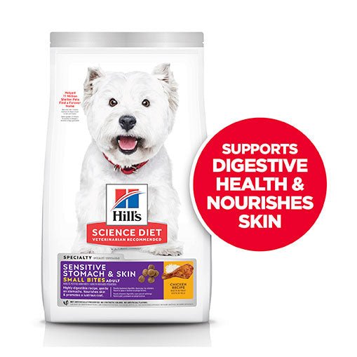 Hill's Science Diet Sensitive Skin & Stomach Adult Small Bites Dry Dog Food 6.80kg - PetPost Australia