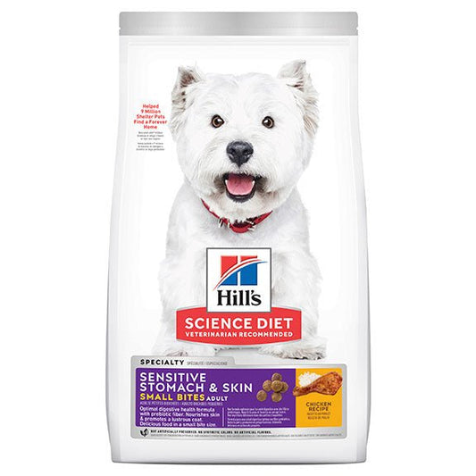 Hill's Science Diet Sensitive Skin & Stomach Adult Small Bites Dry Dog Food 6.80kg - PetPost Australia