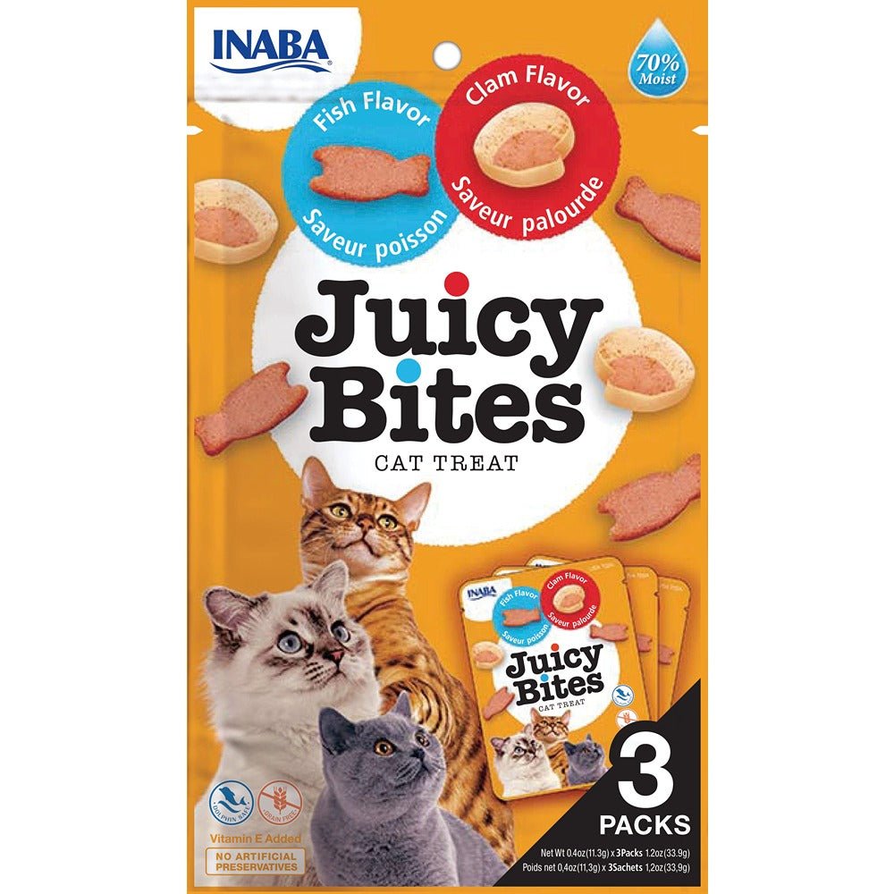 Inaba Juicy Bites Fish & Clam Flavour 33.9g - PetPost Australia