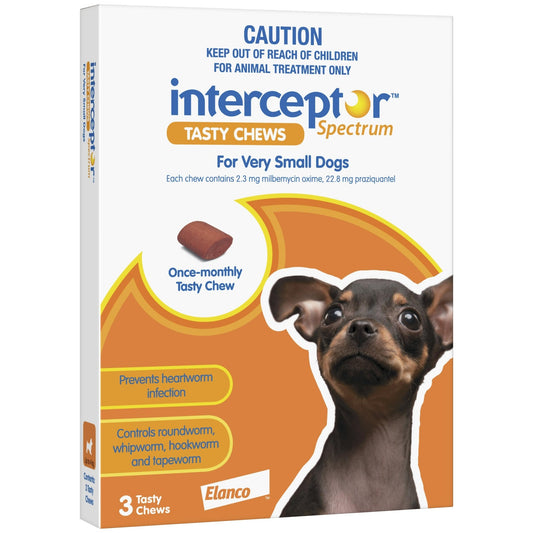 Interceptor Spectrum Tasty Chews Worming Treatment Extra Small Dog - PetPost Australia