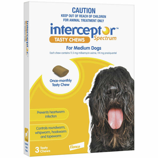 Interceptor Spectrum Tasty Chews Worming Treatment Medium Dog - PetPost Australia