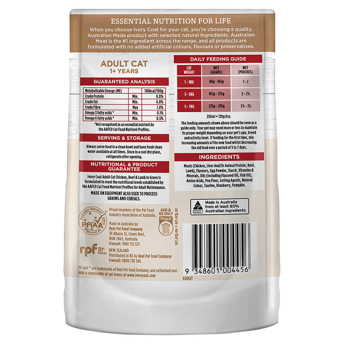 Ivory Coat Adult Chicken with Beef & Lamb Wet Cat Food 85g - PetPost Australia