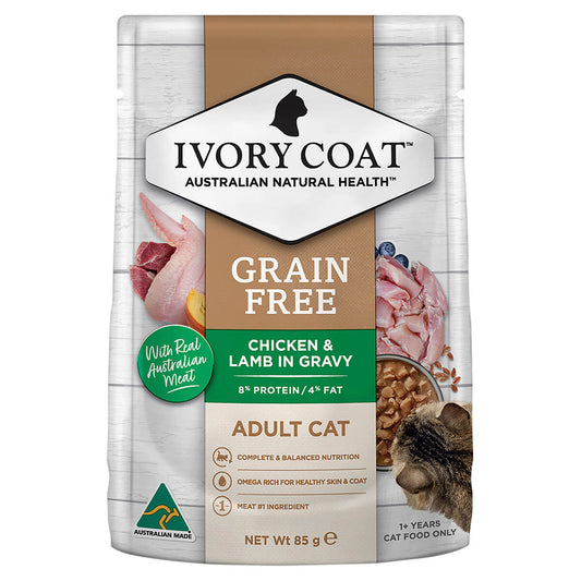 Ivory Coat Adult Chicken with Lamb Wet Cat Food 85g - PetPost Australia