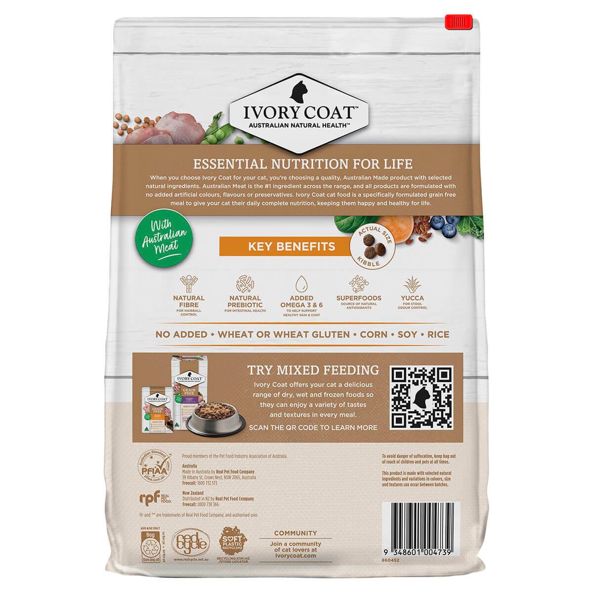 Ivory Coat Grain Free Adult Chicken Dry Cat Food - PetPost Australia