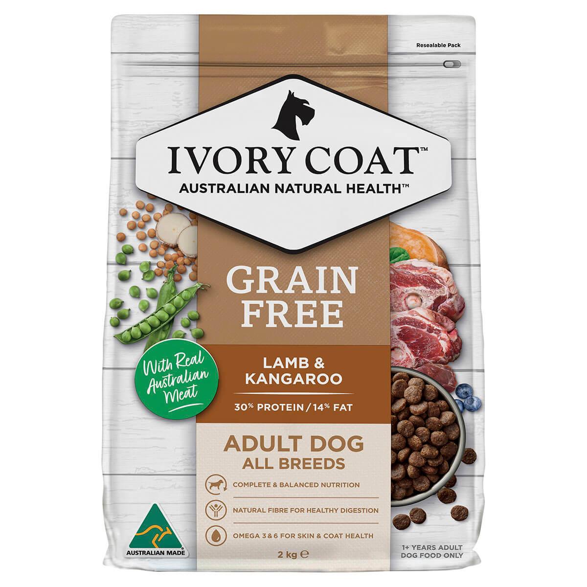 Ivory Coat Grain Free Adult Lamb & Kangaroo Dry Dog Food - PetPost Australia