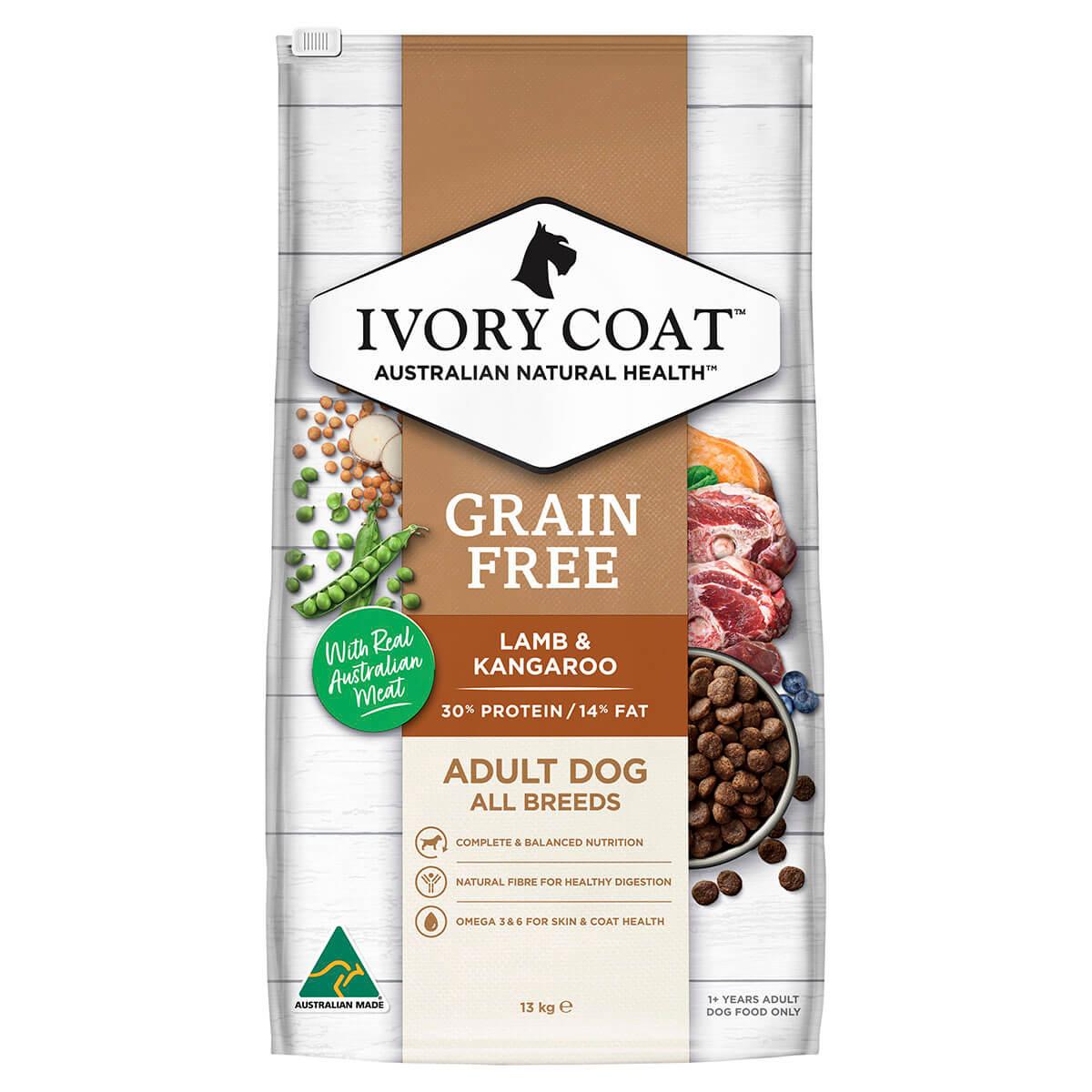 Ivory Coat Grain Free Adult Lamb & Kangaroo Dry Dog Food - PetPost Australia