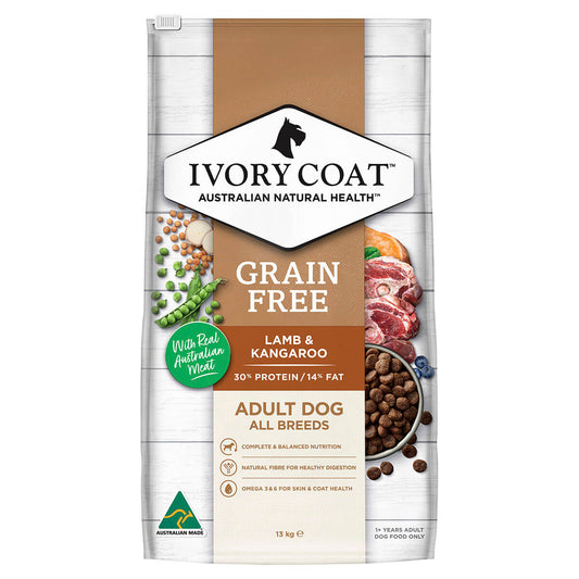 Ivory Coat Grain Free Adult Lamb & Kangaroo Dry Dog Food - PetPost Australia