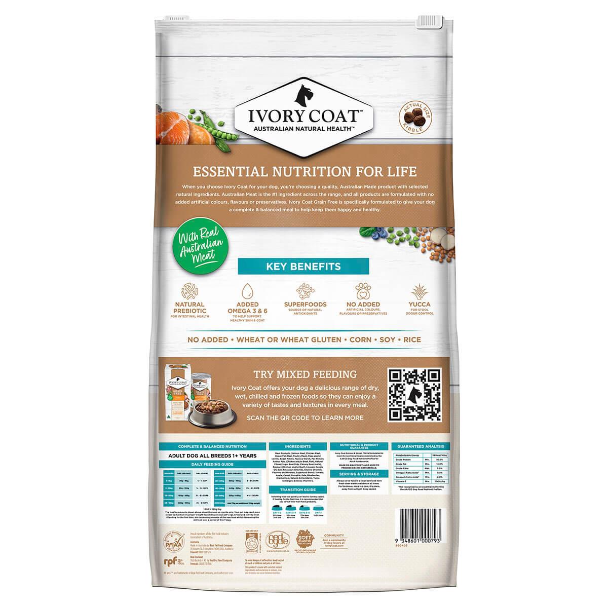 Ivory Coat Grain Free Adult Ocean Fish & Salmon Dry Dog Food - PetPost Australia
