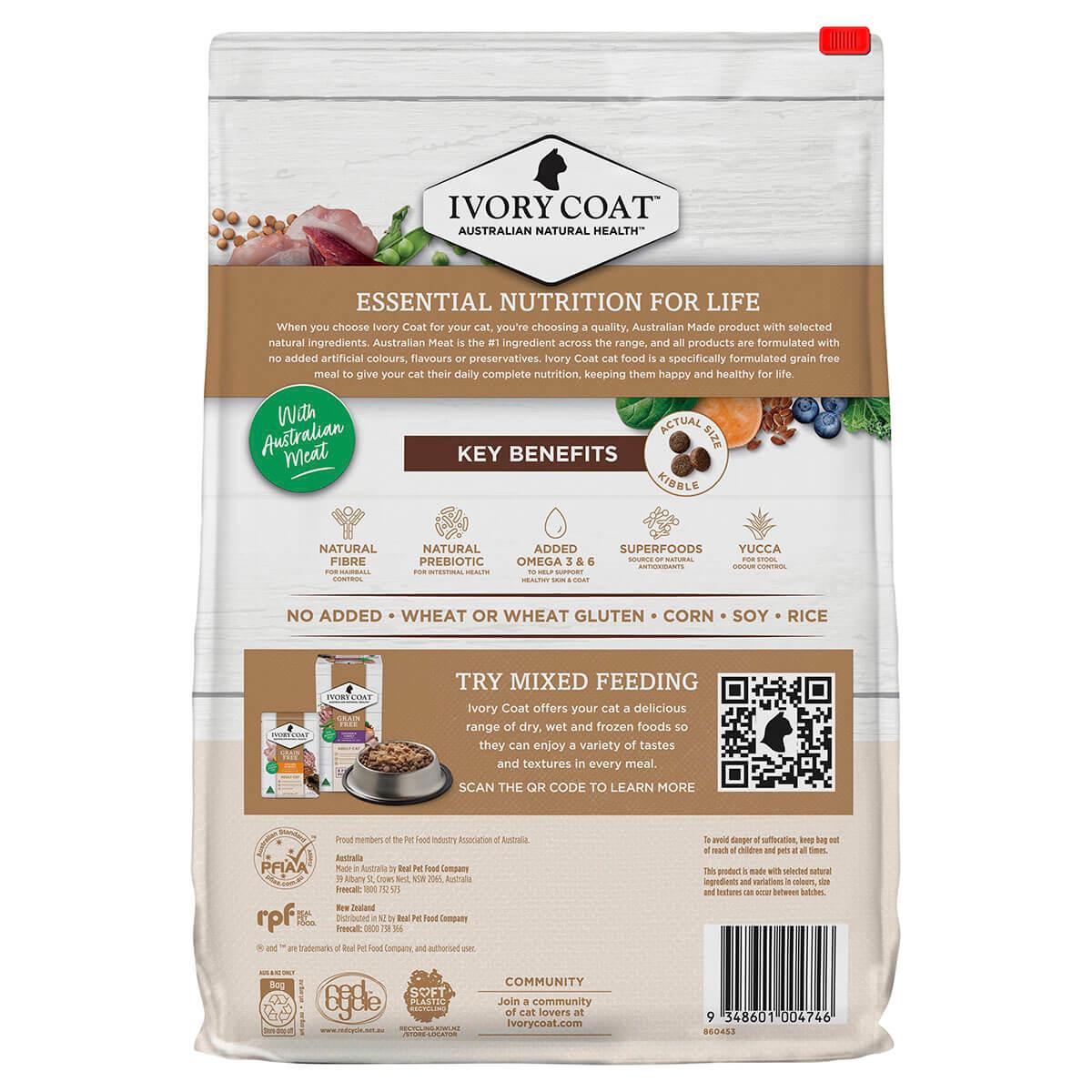 Ivory Coat Grain Free Indoor Adult Dry Cat Food Chicken & Kangaroo - PetPost Australia