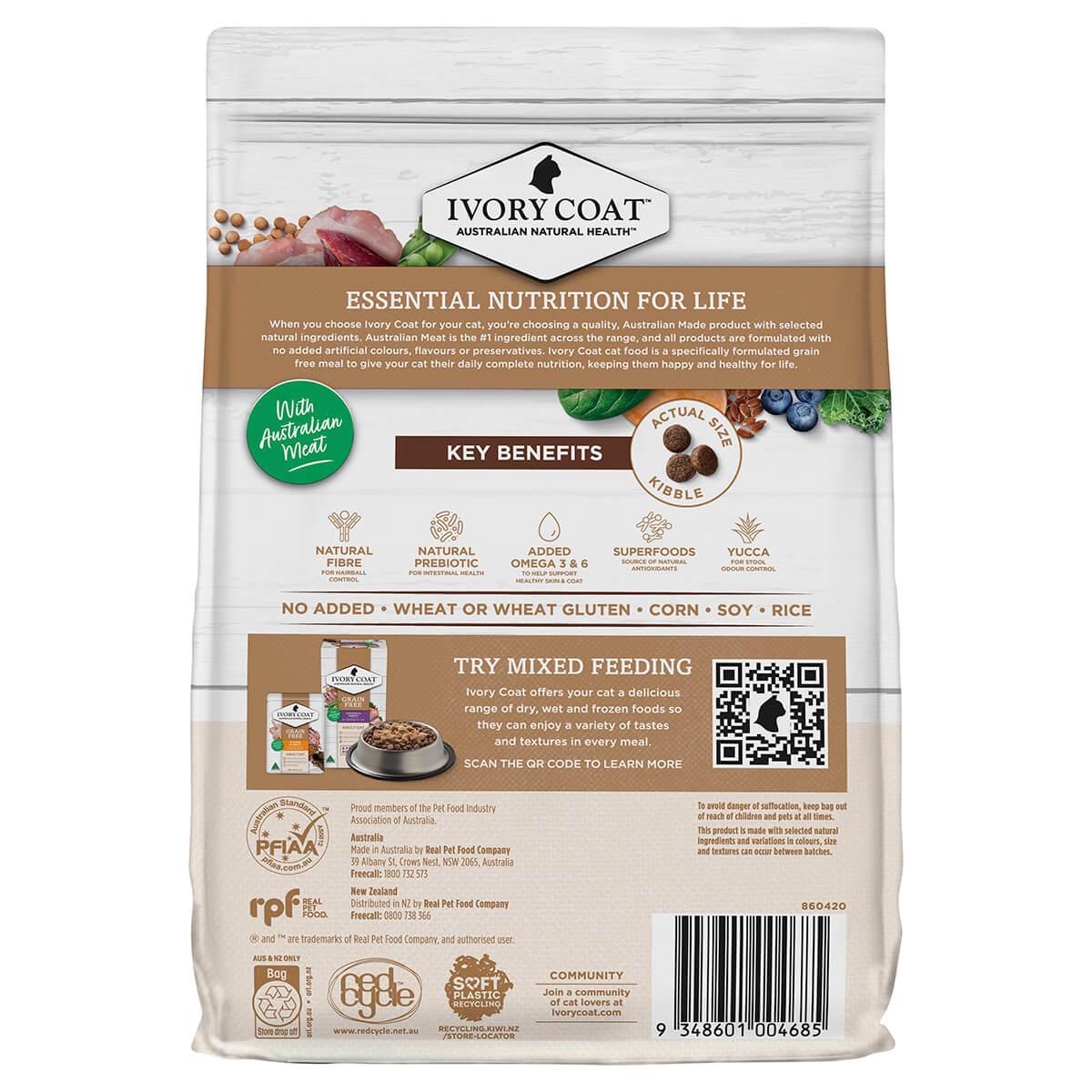 Ivory Coat Grain Free Indoor Adult Dry Cat Food Chicken & Kangaroo - PetPost Australia