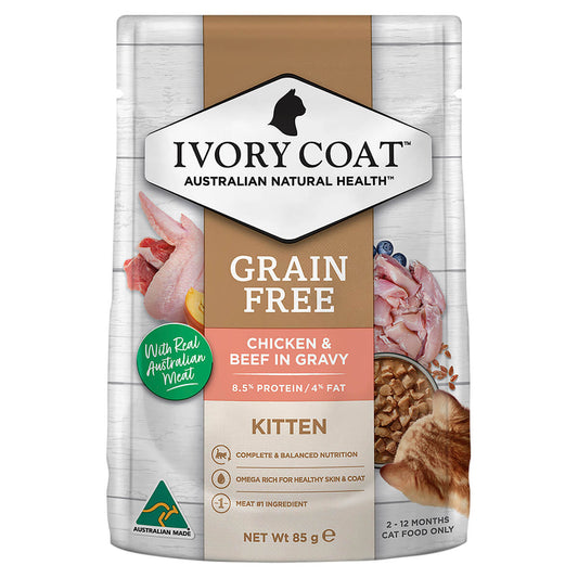 Ivory Coat Kitten Chicken with Beef Wet Cat Food 85g - PetPost Australia