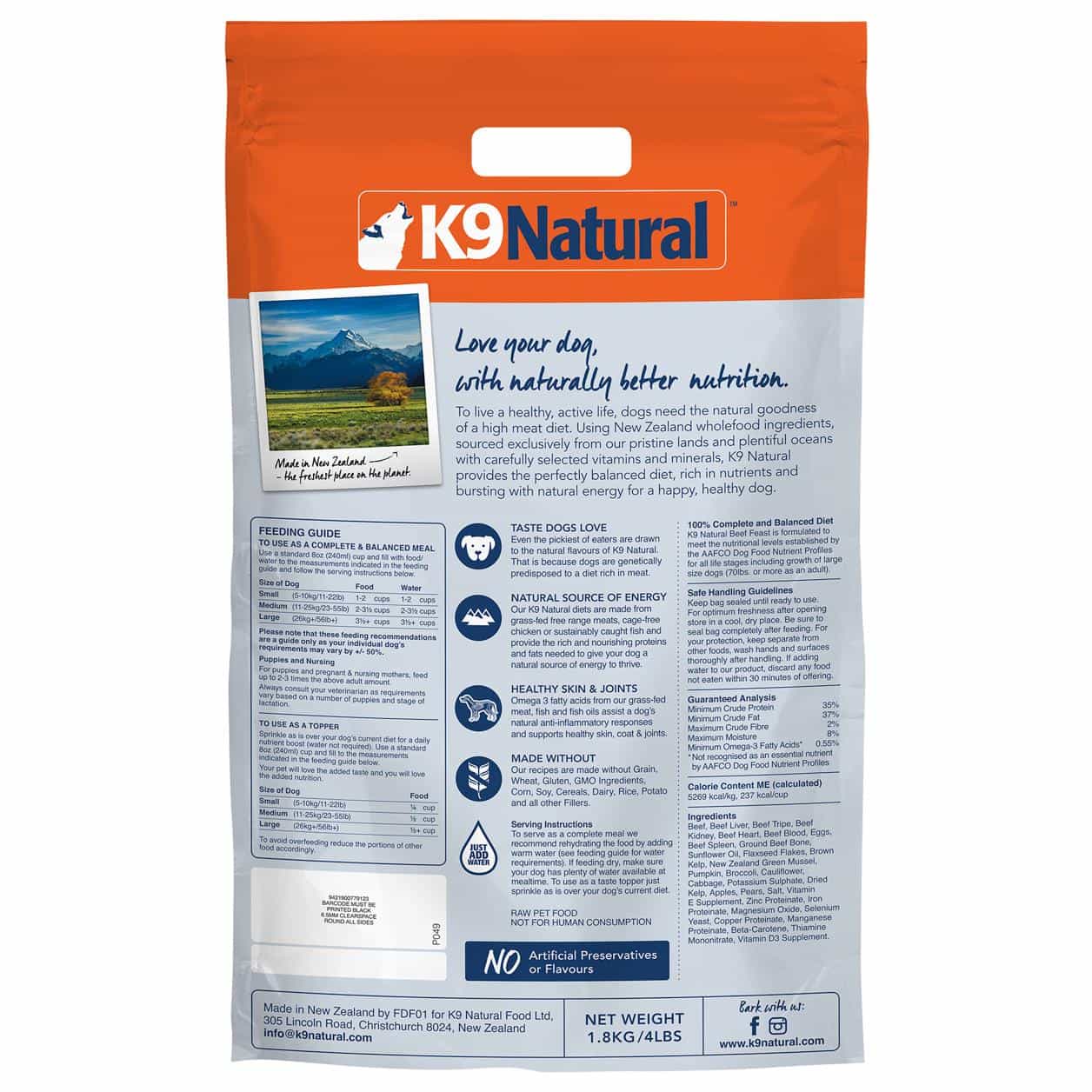 K9 Natural Grain Free Beef Dry Dog Food - PetPost Australia