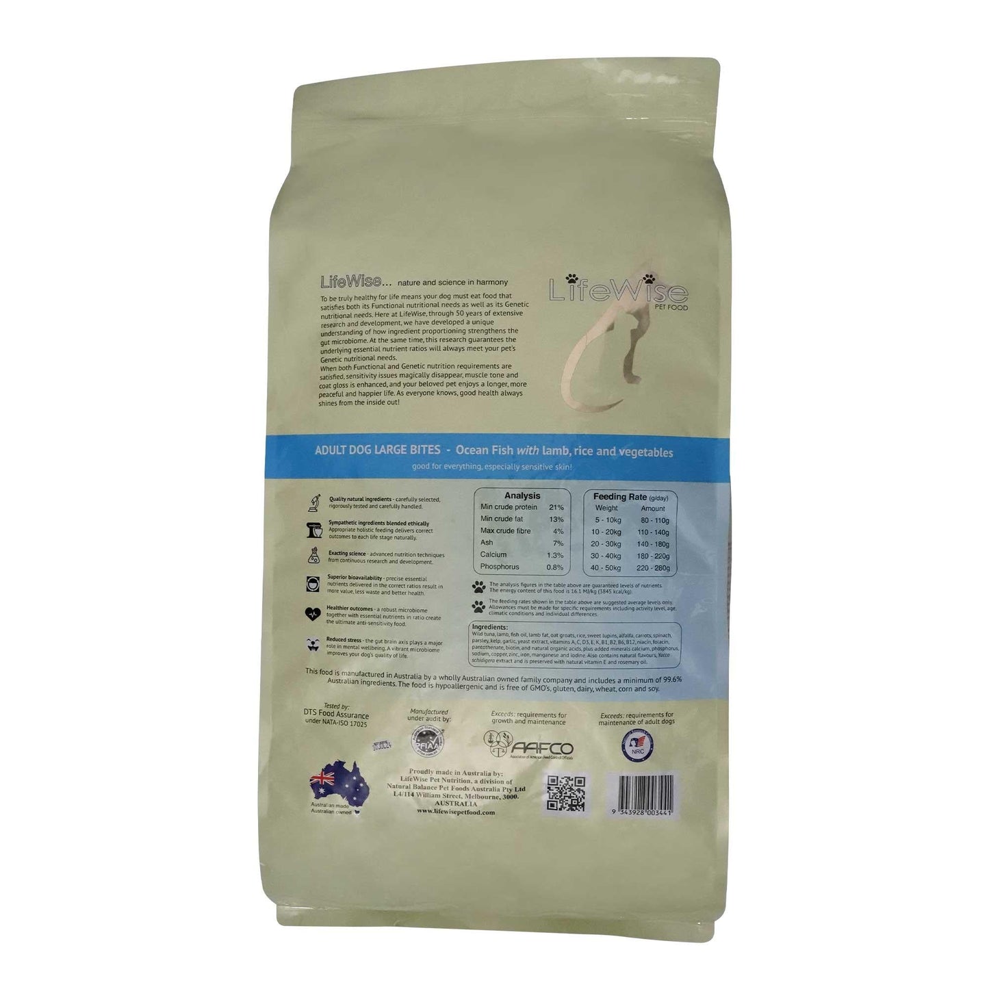 Lifewise Ocean Fish Rice & Vegetables Dry Dog Food Large Bites - PetPost Australia