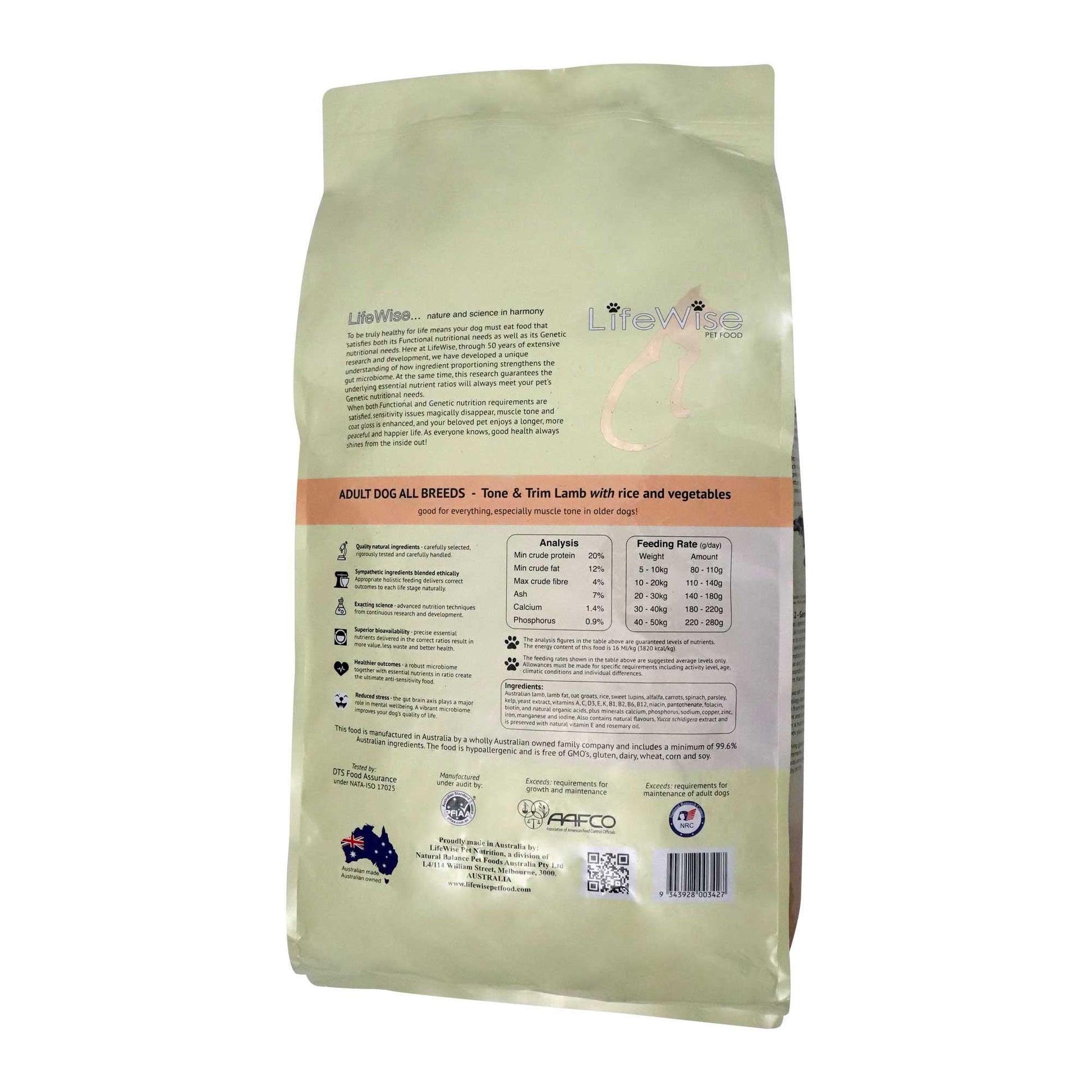 Lifewise Tone & Trim Lamb Oats & Vegetables Dry Dog Food - PetPost Australia