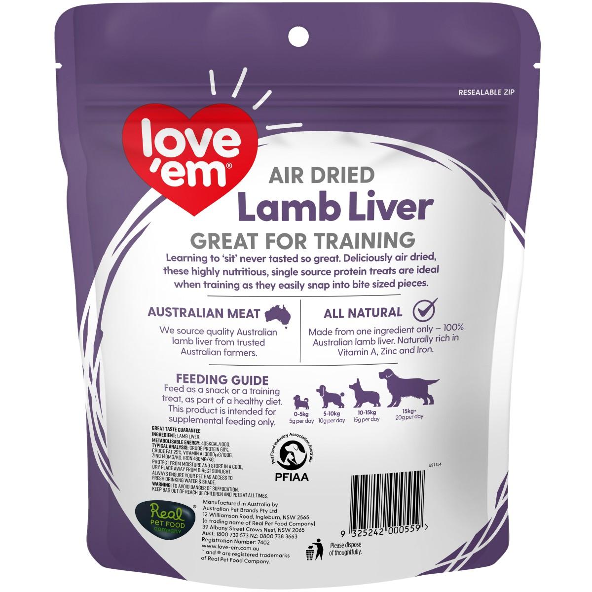 Love Em Air Dried Lamb Liver Dog Treats 200g - PetPost Australia