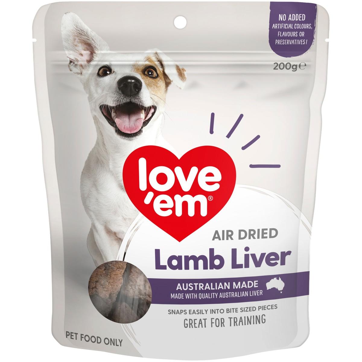 Love Em Air Dried Lamb Liver Dog Treats 200g - PetPost Australia