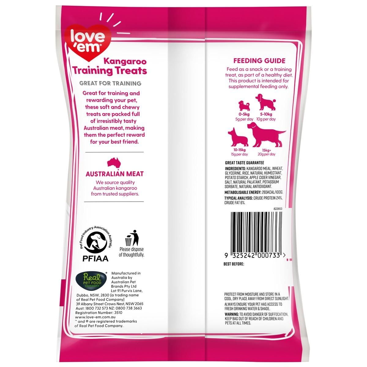 Love Em Kangaroo Mini Dog Treats 200g - PetPost Australia