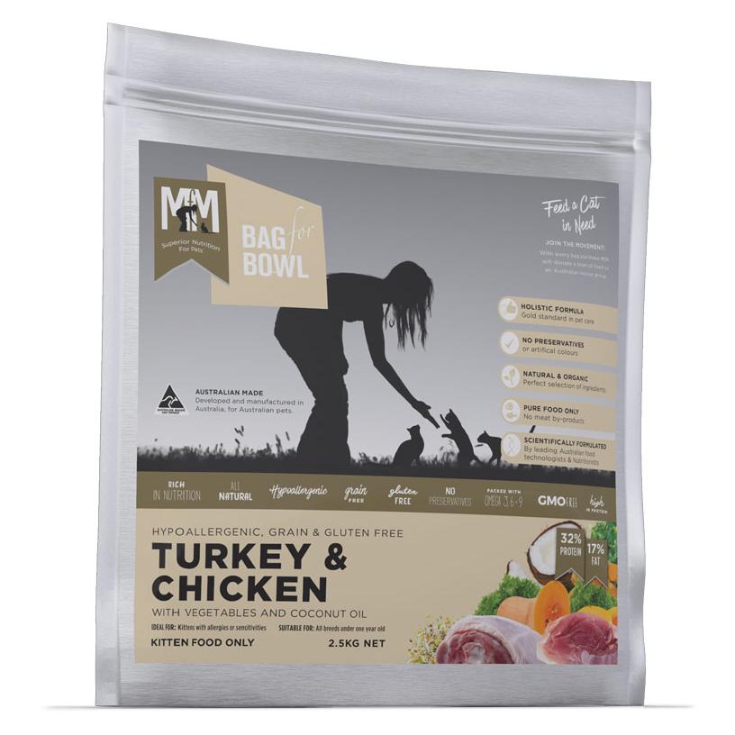 Meals for Meows Chicken & Turkey Grain Free Dry Kitten Food 2.50kg - PetPost Australia