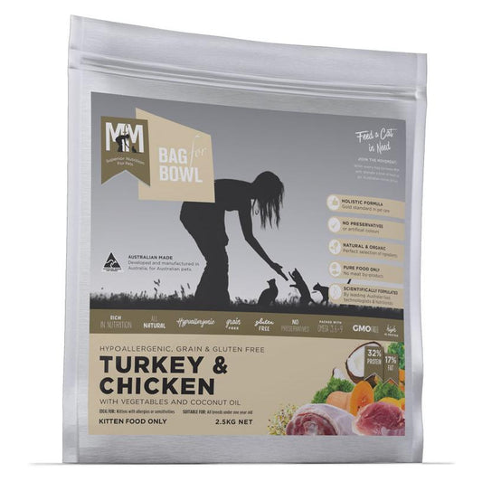 Meals for Meows Chicken & Turkey Grain Free Dry Kitten Food 2.50kg - PetPost Australia