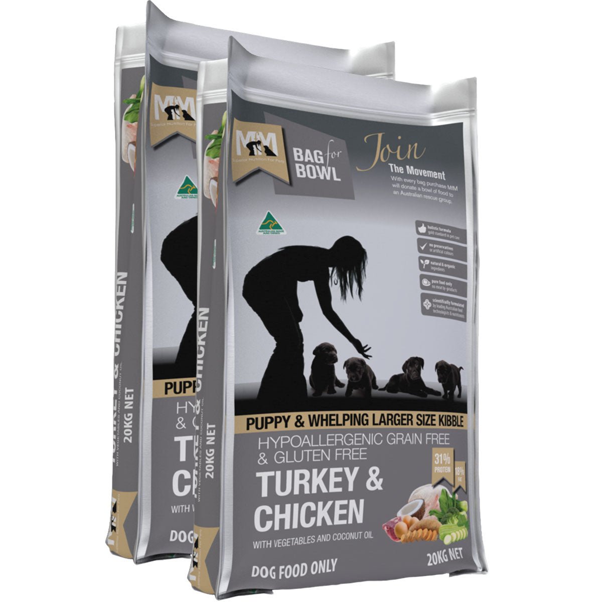 Meals For Mutts Grain Free Large Kibble Puppy Turkey & Chicken Dry Dog Food - PetPost Australia