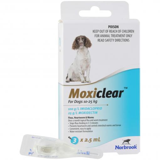 Moxiclear Flea & Worming Spot Treatment 10-25kg Dog - PetPost Australia