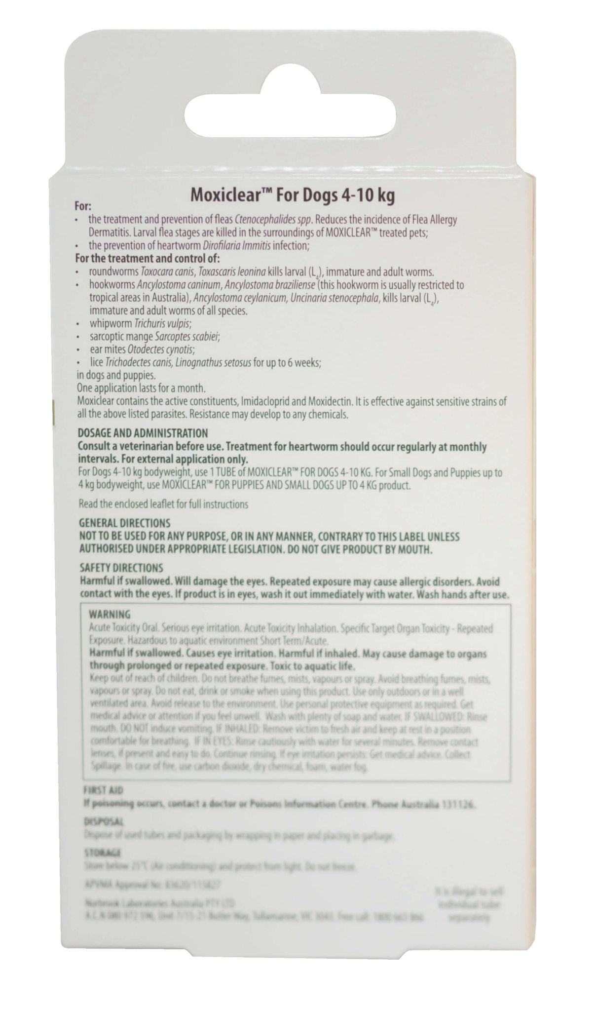 Moxiclear Flea & Worming Spot Treatment 4-10kg Dog - PetPost Australia