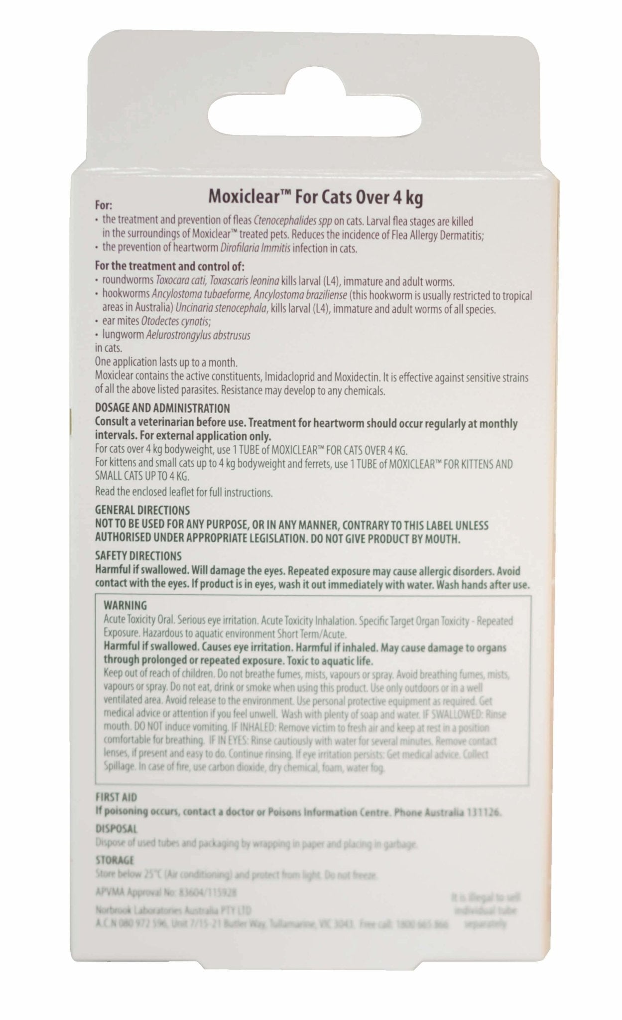 Moxiclear Flea & Worming Spot Treatment >4kg Cat - PetPost Australia