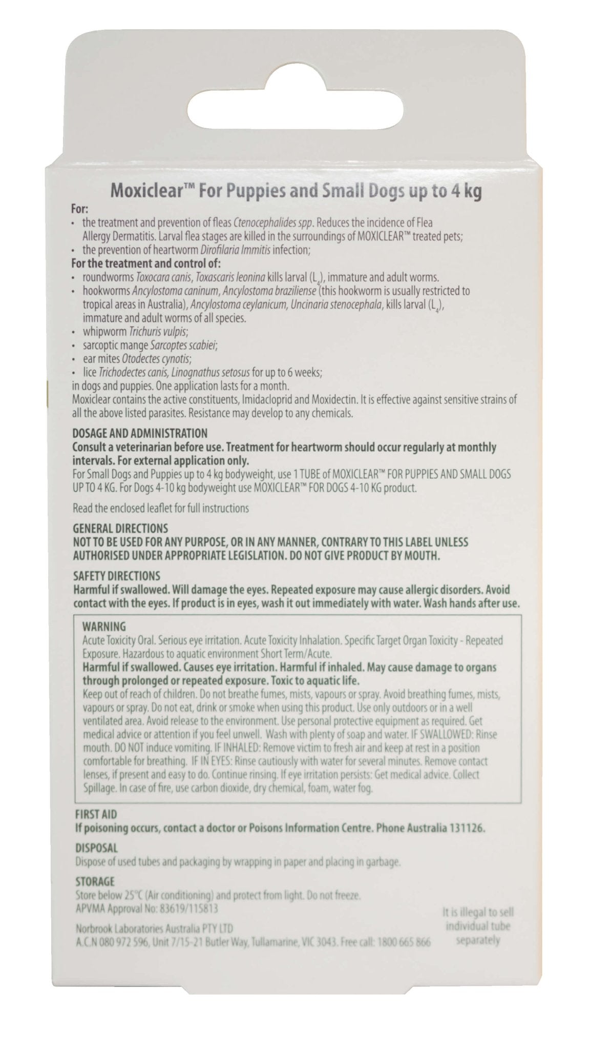 Moxiclear Flea & Worming Spot Treatment <4kg Dogs & Puppies - PetPost Australia