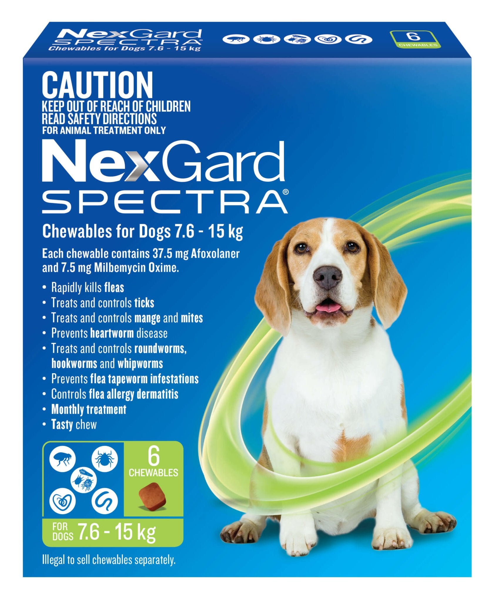 NexGard Spectra Chews For Medium Dogs 7.6-15kg - PetPost Australia