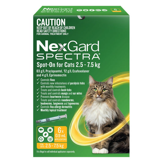 NexGard SPECTRA Spot-On for Cats 2.5-7.5kg - PetPost Australia