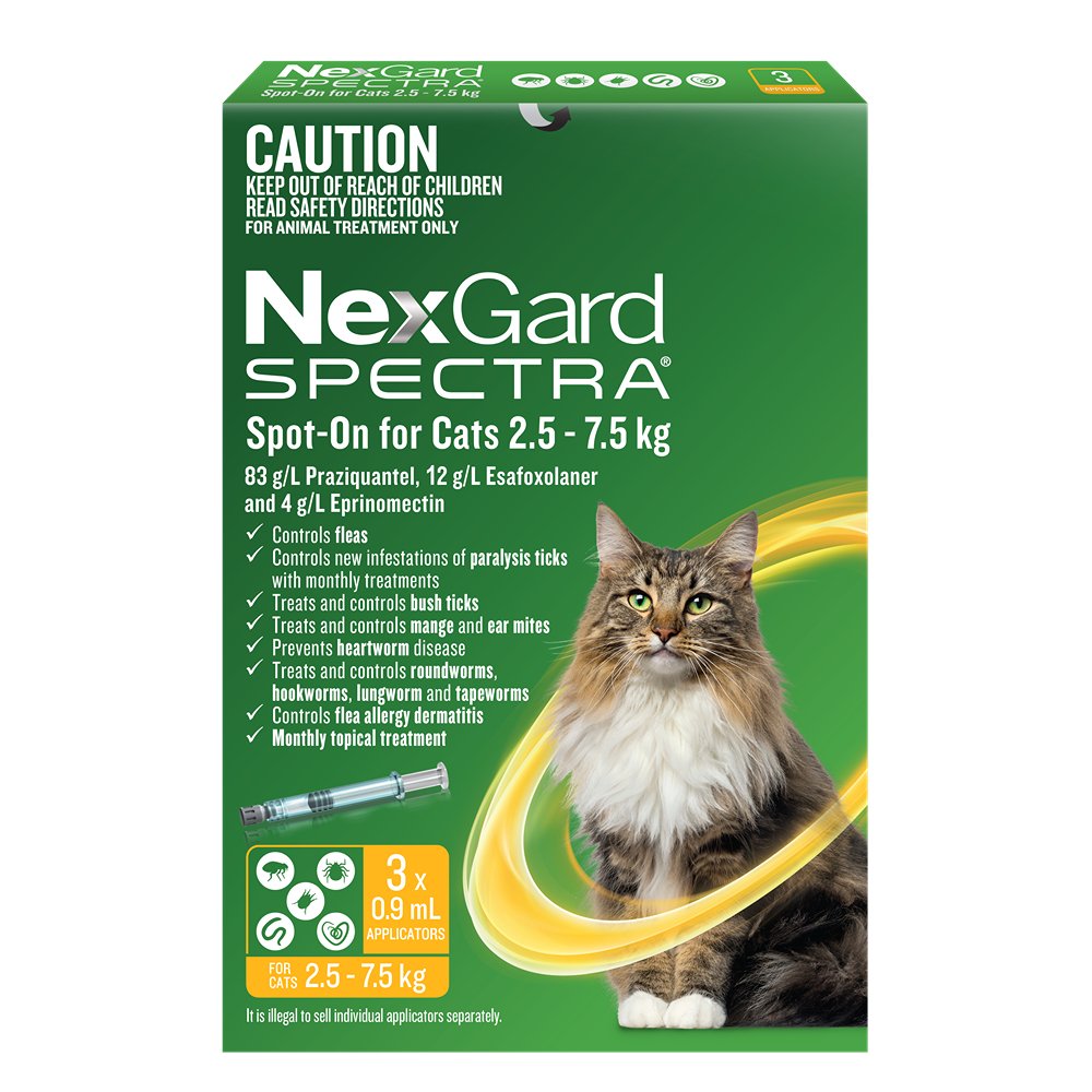 NexGard SPECTRA Spot-On for Cats 2.5-7.5kg - PetPost Australia