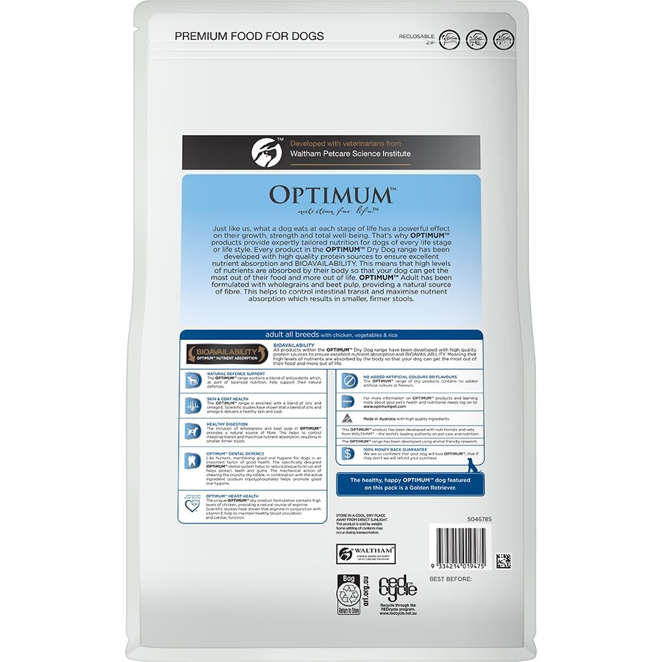 Optimum Adult Chicken, Vegetables & Rice Dry Dog Food - PetPost Australia
