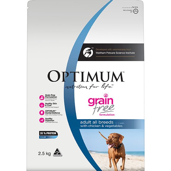 Optimum Grain Free Chicken & Vegetables Bag Dry Dog Food 2.5kg - PetPost Australia