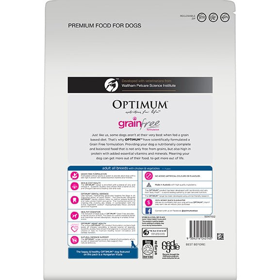 Optimum Grain Free Chicken & Vegetables Bag Dry Dog Food 2.5kg - PetPost Australia