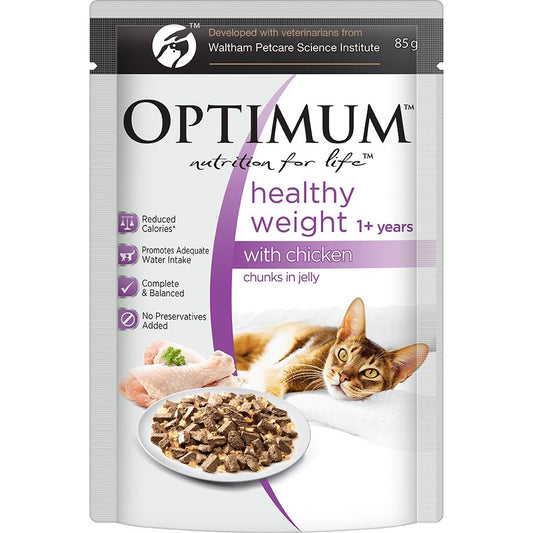 OPTIMUM Healthy Weight Adult Chicken Chunks In Jelly Wet Cat Food - PetPost Australia