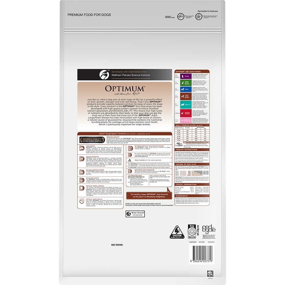 Optimum Large Breed Adult Chicken Dry Dog Food - PetPost Australia