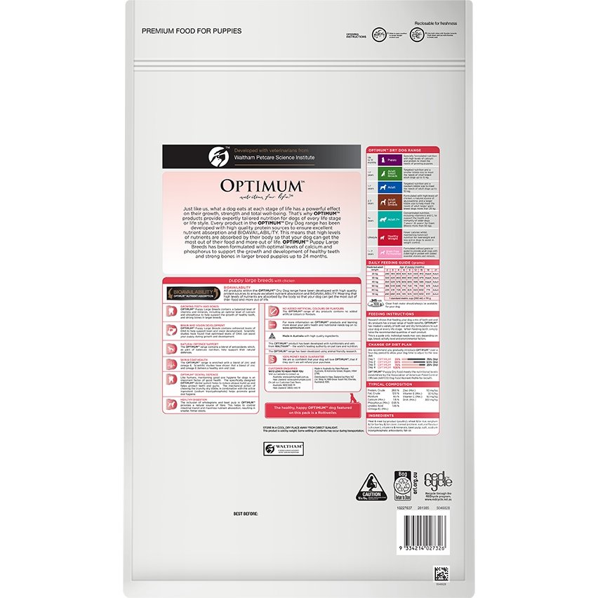 Optimum Large Breed Puppy Chicken Dry Dog Food - PetPost Australia