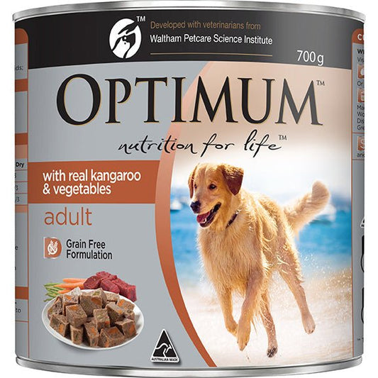 Optimum Real Kangaroo & Vegetables Adult Wet Dog Food Can 700g - PetPost Australia