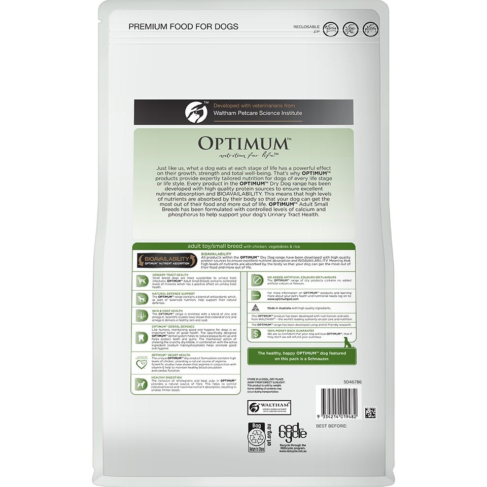 Optimum Small Breed Adult Chicken, Vegetables & Rice Dry Dog Food - PetPost Australia