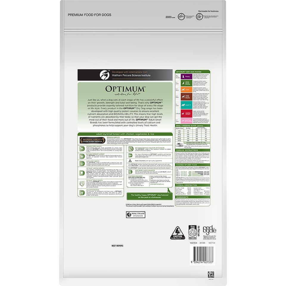 Optimum Small Breed Adult Chicken, Vegetables & Rice Dry Dog Food - PetPost Australia