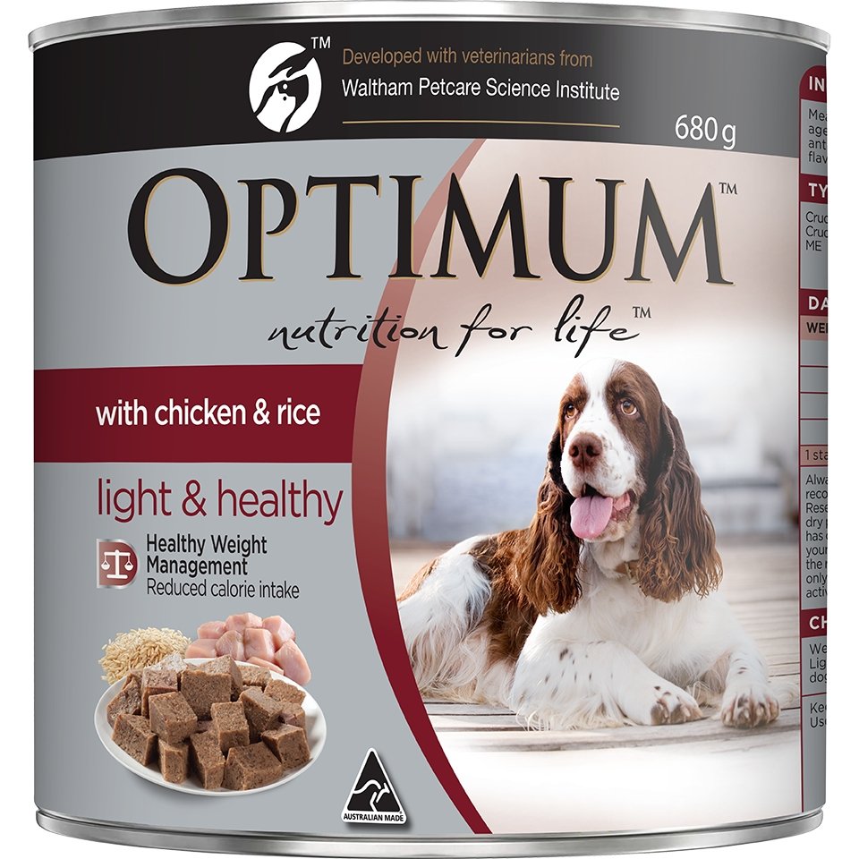 Optimum Weight Management Chicken and Rice Canned Dog Food 700g - PetPost Australia