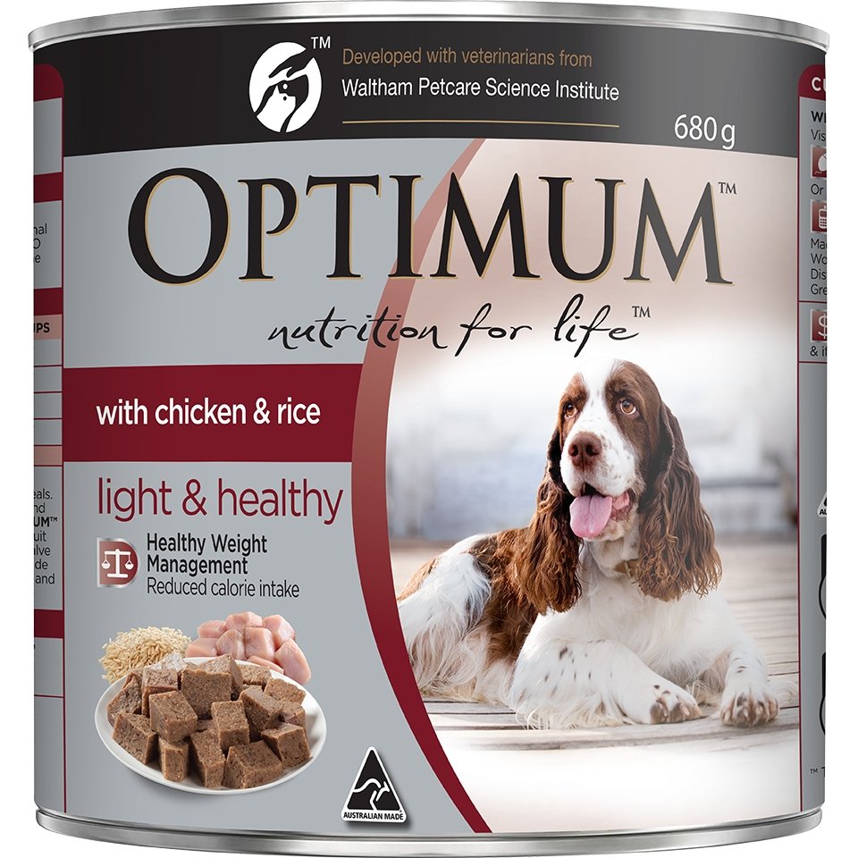 Optimum Weight Management Chicken and Rice Canned Dog Food 700g - PetPost Australia