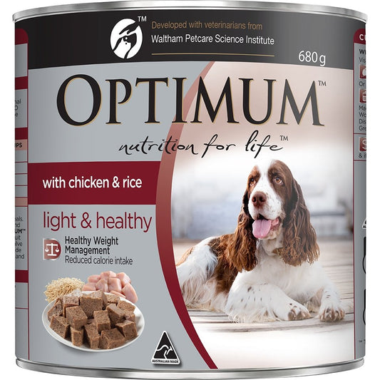 Optimum Weight Management Chicken and Rice Canned Dog Food 700g - PetPost Australia