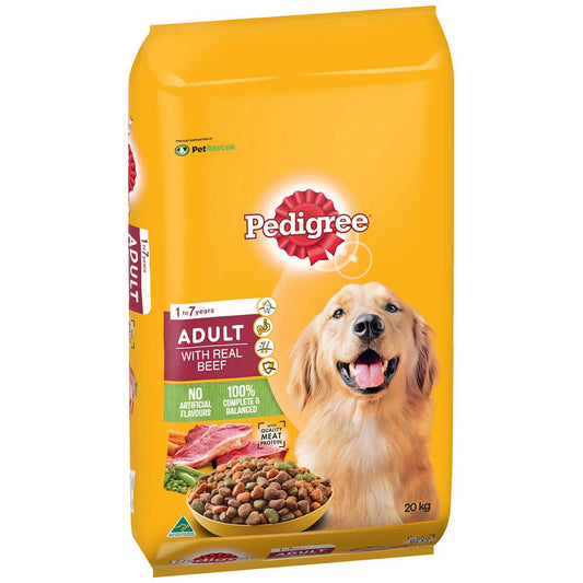 Pedigree Real Beef Dry Dog Food 20kg - PetPost Australia
