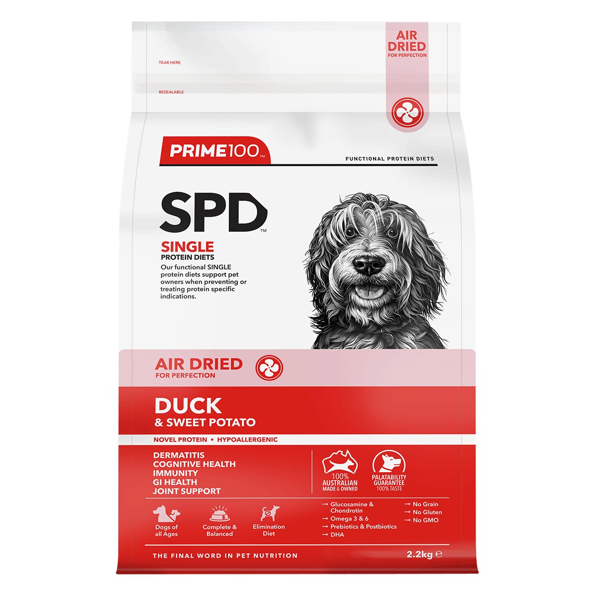 Prime100 SKG Air Dried Duck and Sweet Potato Dry Dog Food - PetPost Australia