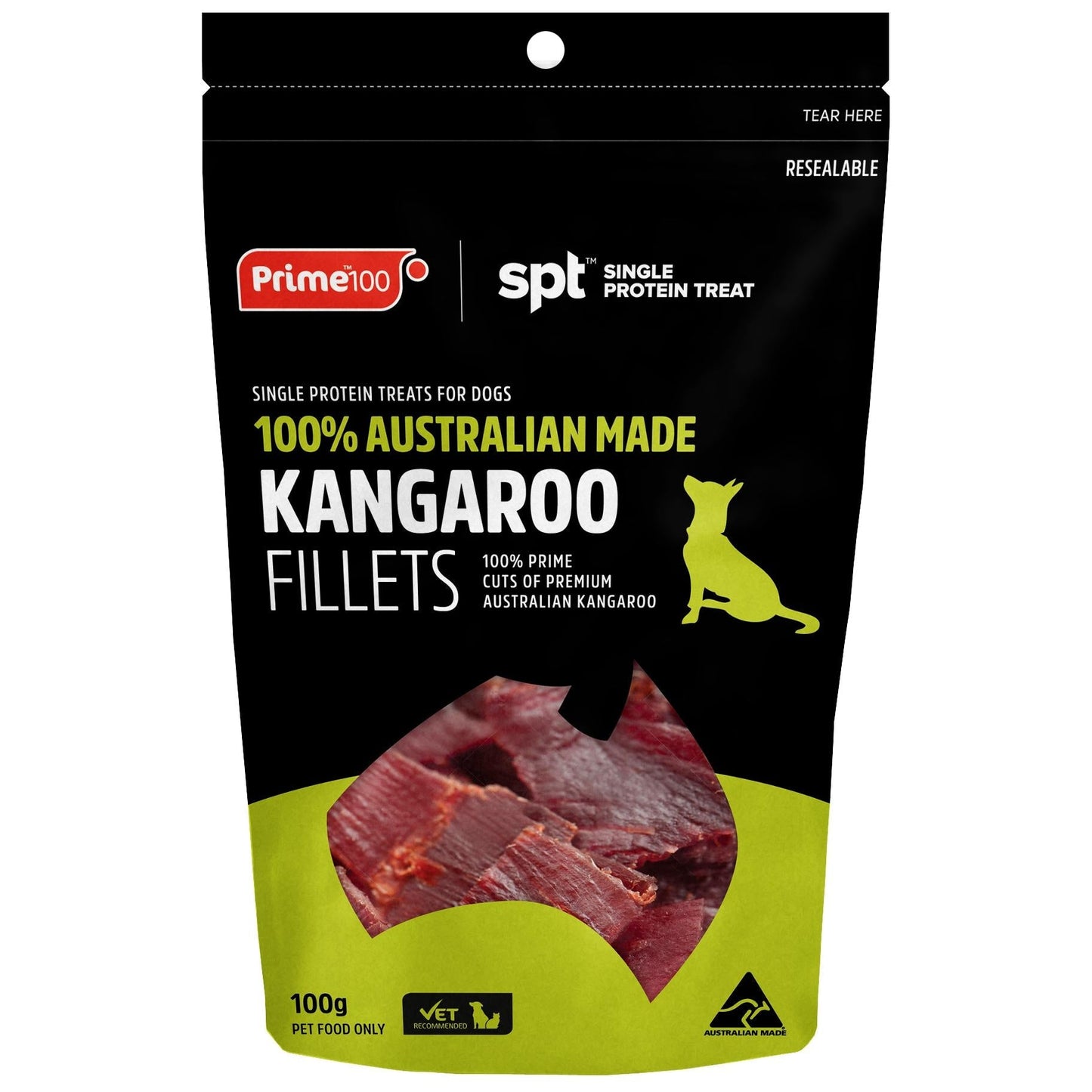 Prime100 SPT Kangaroo Fillet Dog Treats 100g - PetPost Australia