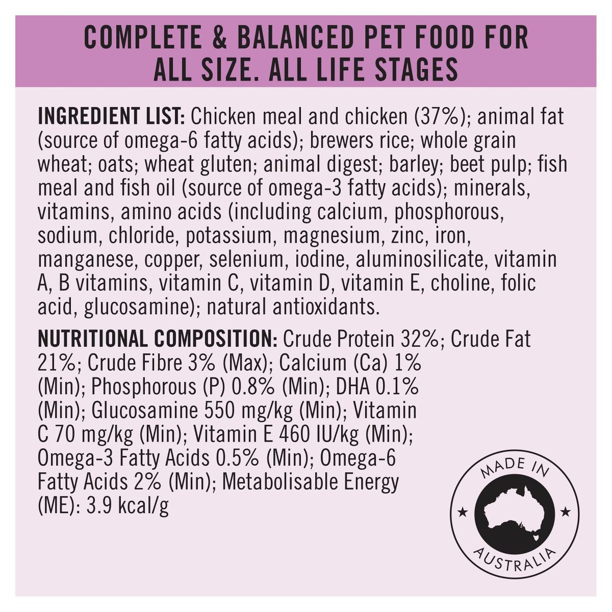 Pro Plan All Size Performance Chicken Formula - PetPost Australia